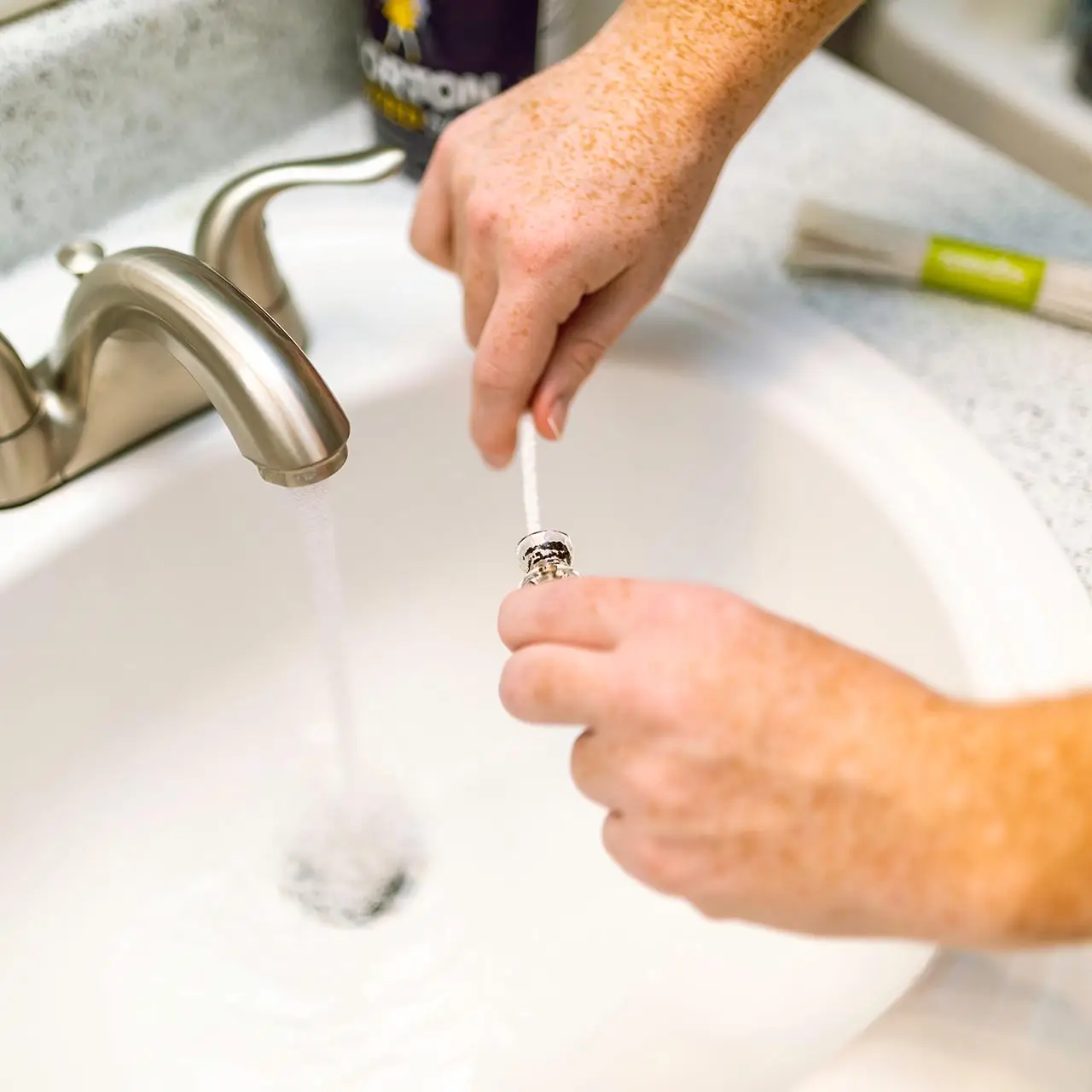 Water flowing freely down the drain