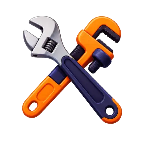 Crossed pipe wrench and screwdriver emergency plumbing repair icon