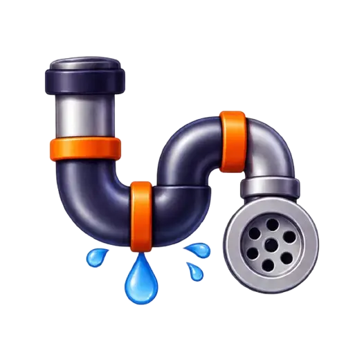 Under-sink drain waste pipe and cleanout plug illustration