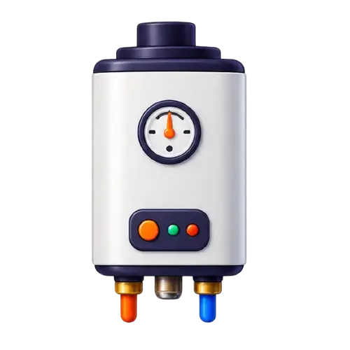 Electric water heater storage tank with temperature pressure gauge icon