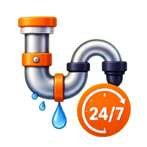 Chrome bathroom sink drain pipe and P-trap plumbing illustration
