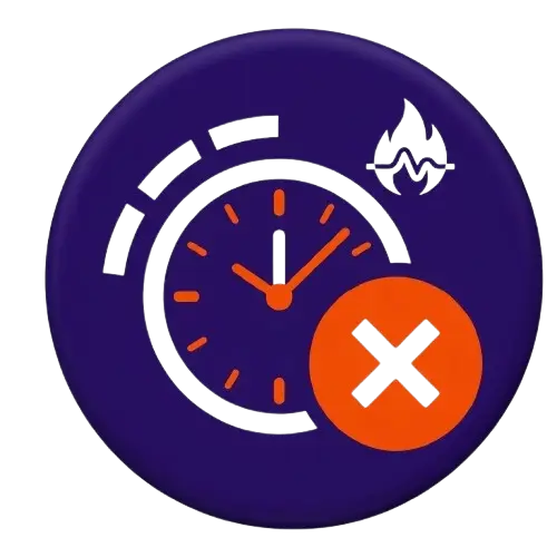 Delayed heating response and slow hot water heating warning icon